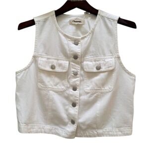 Madewell White Denim Button-Front Vest – Medium NWT